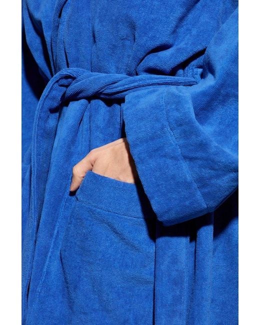 DSquared² Blue Logo-detailed Belted Bathrobe for men