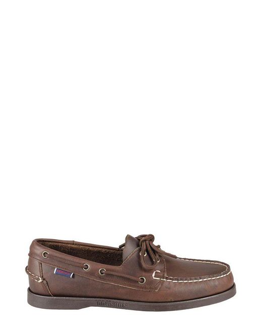 Sebago Brown Round-toe Lace-up Detailed Loafers for men