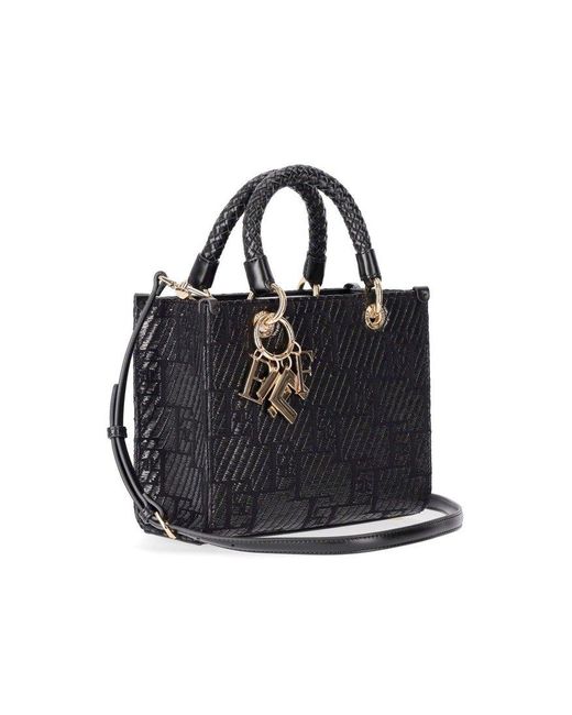 Elisabetta Franchi Black Jacquard Raffia Small Handbag