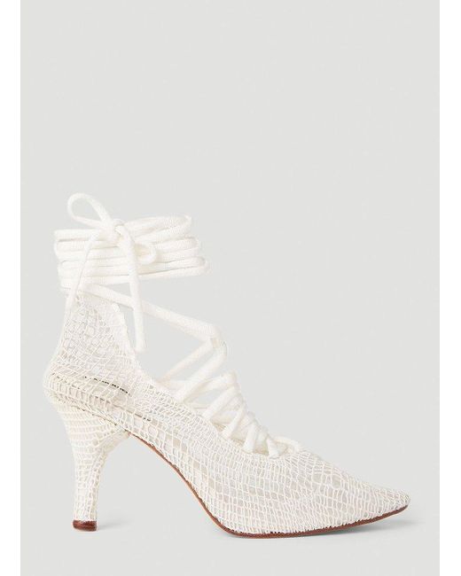 Isa Boulder Natural Through Lace-Up Heels