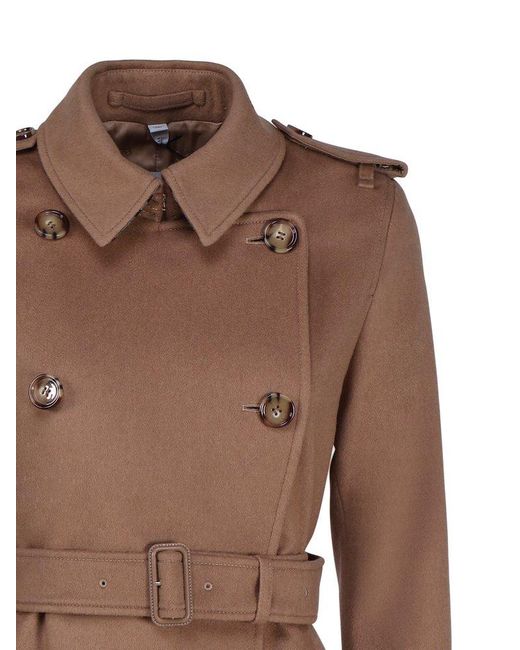 Burberry Brown Kensington Trench Coat In Cashmere