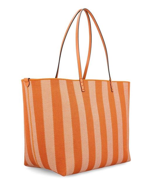 Fendi Orange Roll Striped Large Reversible Tote Bag
