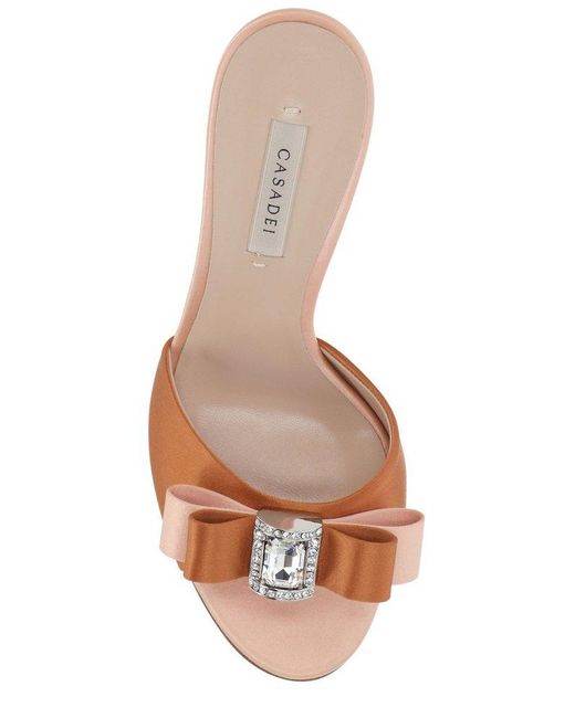 Casadei Brown Bow Embellished Sandals