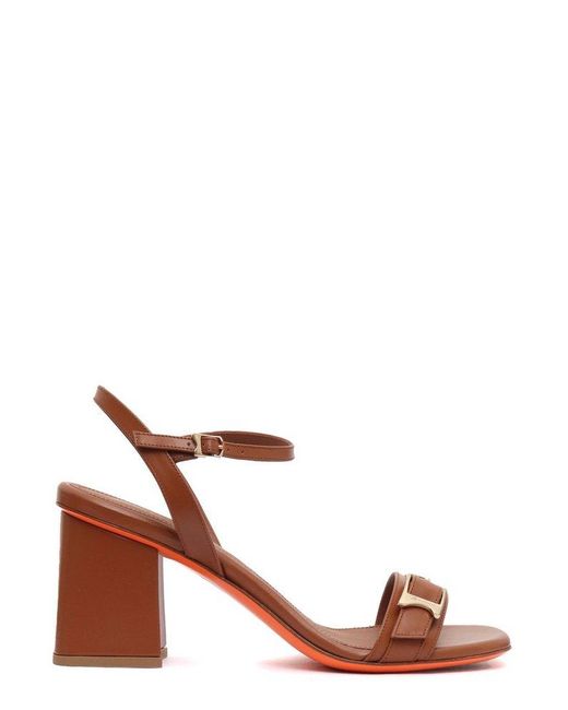 Santoni Brown Buckle Detailed Open Toe Sandals
