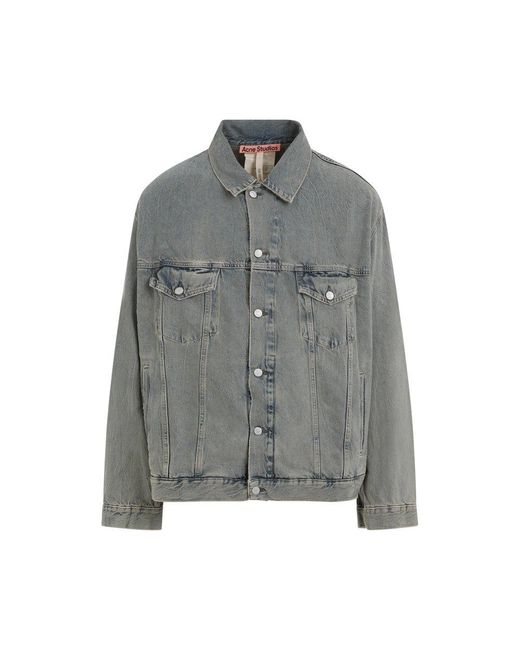 Acne Gray Buttoned Oversize Denim Jacket for men