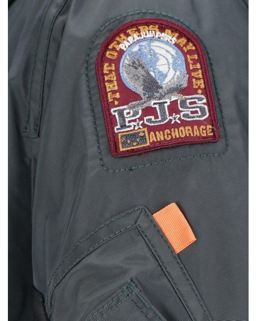 Parajumpers Gray Kodiak Logo Patch Hooded Padded Coat for men
