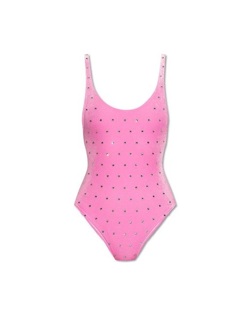 DSquared² Pink Stud Embellishment One-piece Swimsuit