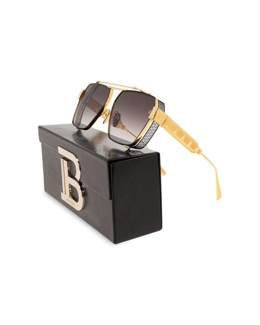 BALMAIN EYEWEAR Metallic Premier Square Frame Sunglasses