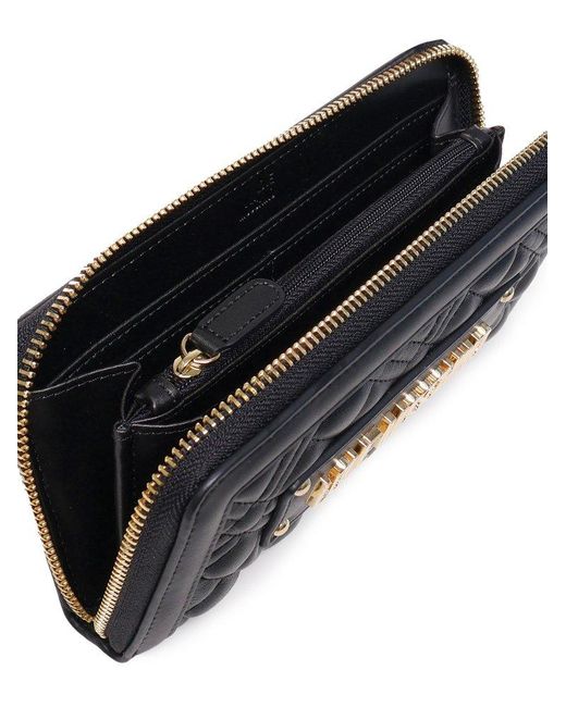 Love Moschino Black Quilted Zip Around Wallet