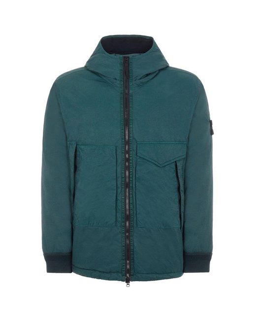 Stone Island Green Compass Patch Zip-up Padded Jacket for men