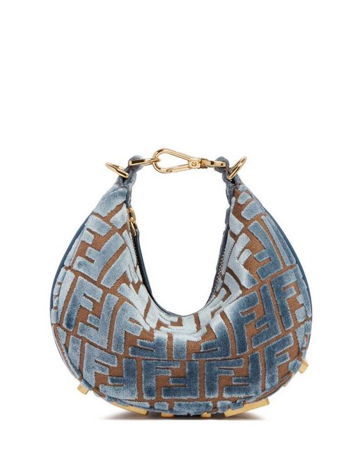 FENDI｜ (Roll Mini VELVET FF JAcquard Bag (8BS096 AT14 F Mini Roll Fabric Brown | Fendi