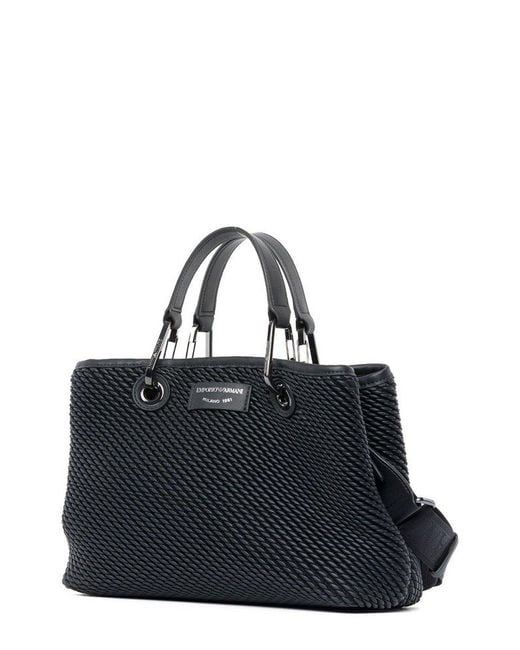 Emporio Armani Black Logo Patch Top Handle Bag