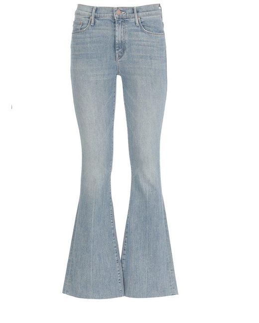 Mother Blue Button Detailed Flared Jeans