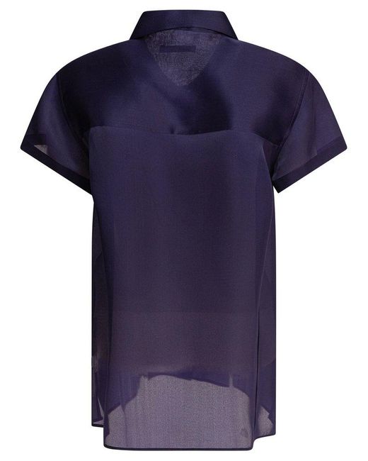 Khaite Blue Keefe Button-Up Blouse