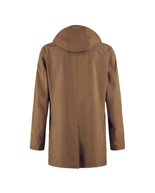 Herno Brown Straight Hem Long-sleeved Coat for men