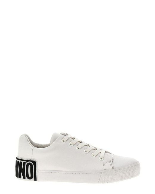 Moschino White Logo-detailed Lace-up Sneakers