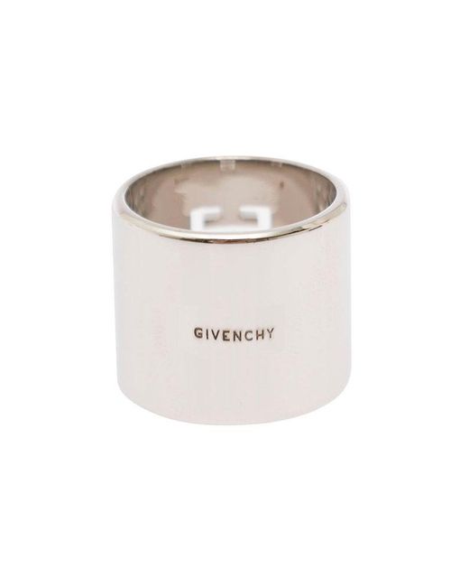 Givenchy White Silver Rings With 4g Detail In Brass for men