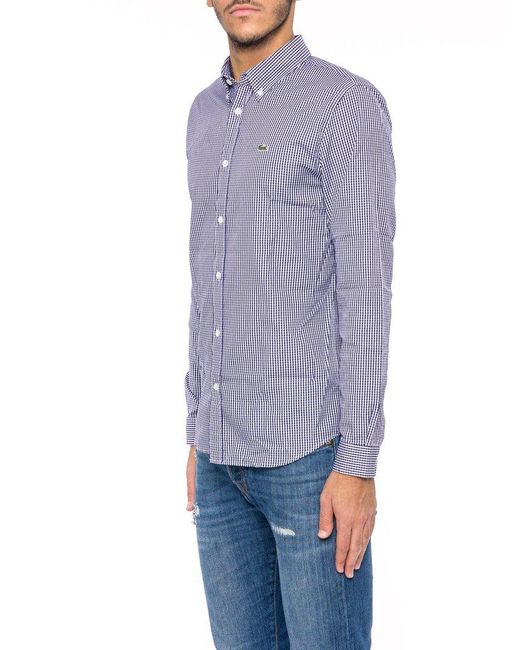 Lacoste Purple Regular Fit Checked Shirt for men