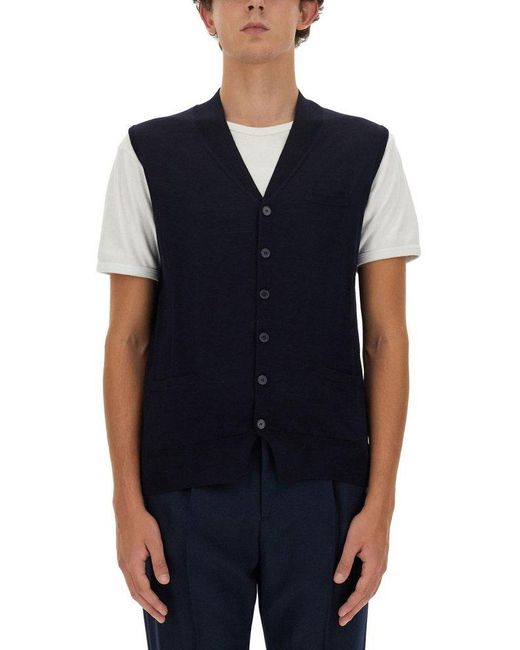 Ballantyne Blue Basolan Sleeveless Cardigan for men