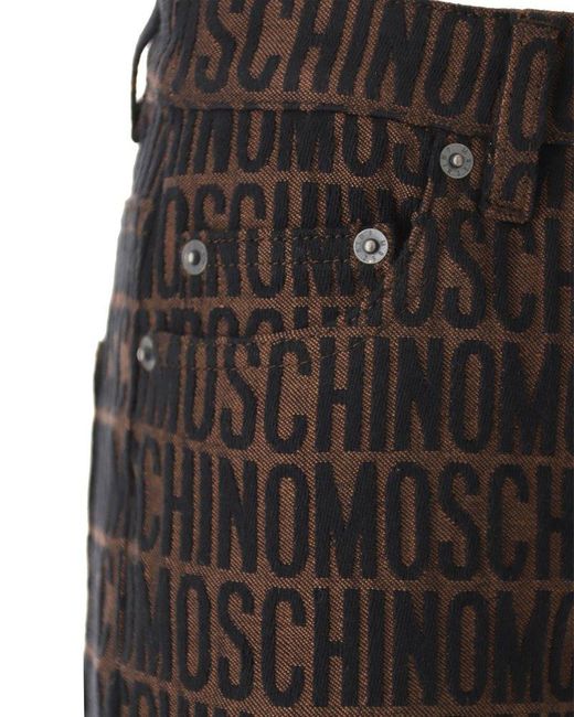 Moschino Brown Logo-jacquard Tapered-leg Mid-rise Jeans