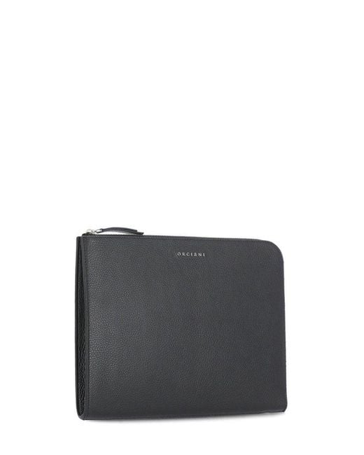 Orciani Black Micron Zipped Laptop Bag for men
