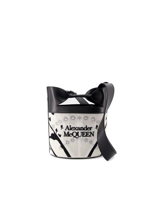 Alexander McQueen Black The Bow Logo Bucket Bag