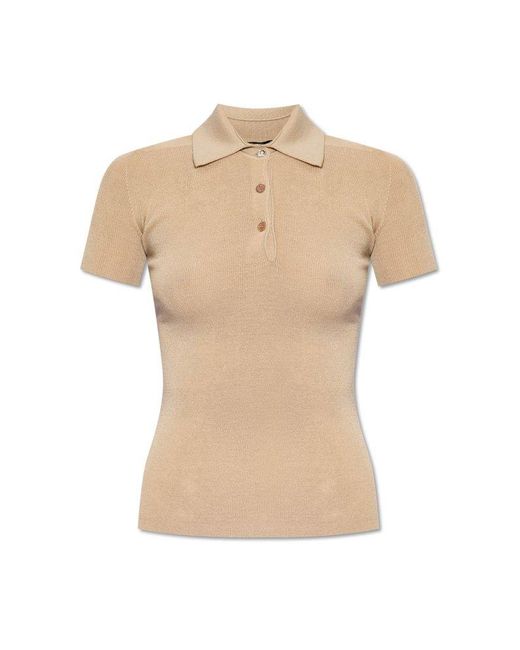 Versace Natural Short-sleeved Knitted Polo Shirt