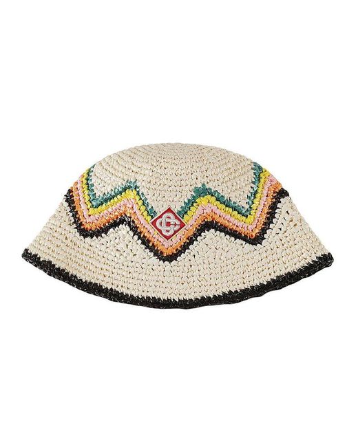 Casablancabrand White Logo Patch Zigzag Interrwoven Bucket Hat for men