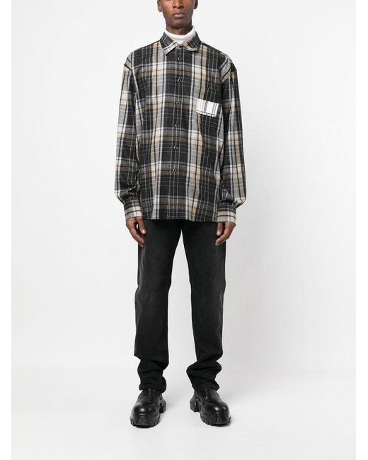 【YOURNUS】Armand Turn-up Check Shirt VTMNTS Barcode Check Shirt in Black for Men | Lyst