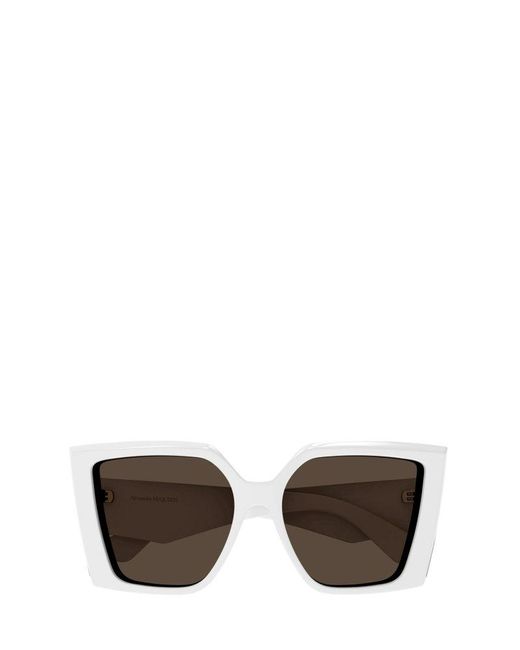 Alexander McQueen White Square Frame Sunglasses
