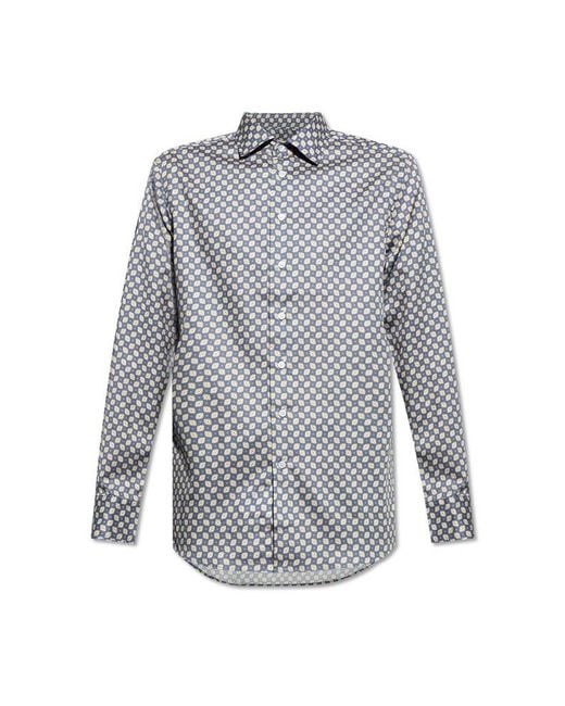Etro Gray Graphic Printed Long-sleeved Shirt for men