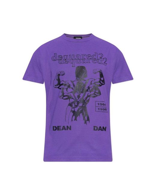 DSquared² Purple T-Shirt With Print for men