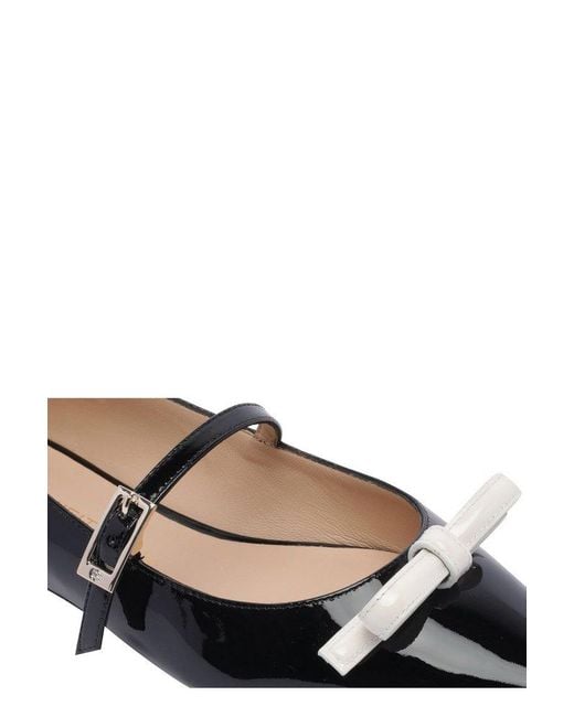 Stuart Weitzman Black Bow Detailed Ballerina Shoes