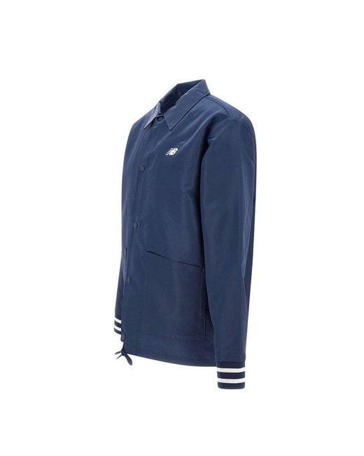 New Balance Blue Long-Sleeved Logo Detailed Jacket for men