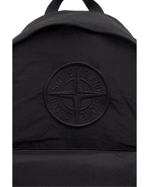 Stone Island Black Backpack With Logo for men