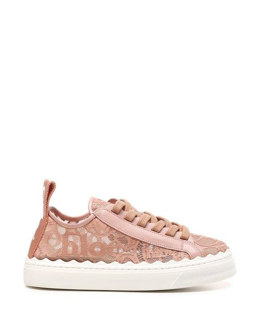 Chloé Pink Lauren Lace-up Sneakers