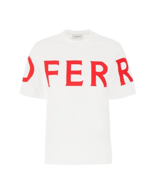 Ferragamo Red Logo Printed Crewneck T-shirt