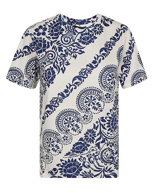 Weekend by Maxmara Blue All-over Printed Crewneck T-shirt