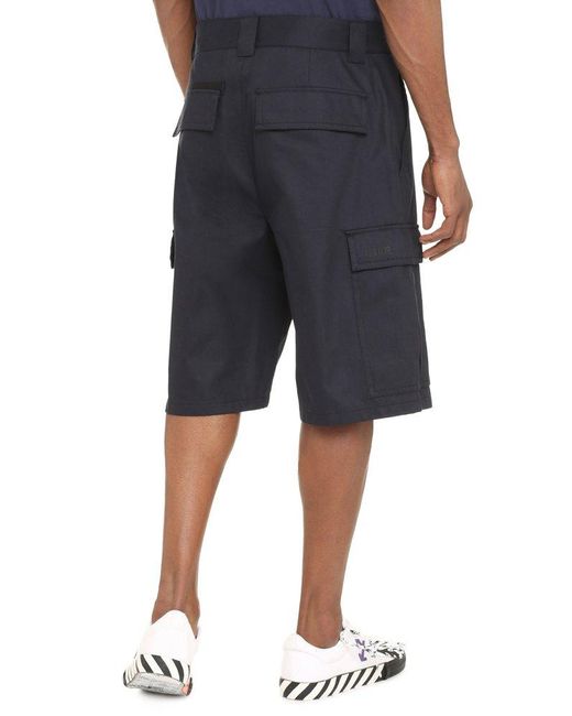 MSGM Cotton Knee-length Cargo Shorts in Navy (Blue) for Men - Lyst