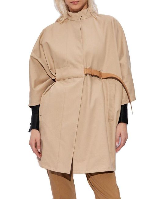 Max Mara Berto Belted Cape in Natural Lyst