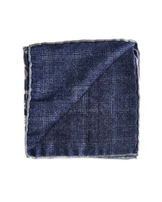 Brunello Cucinelli Blue Print Linen And Silk Pochette for men