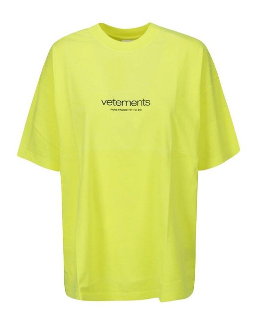 Vetements Yellow Urban Logo Regular Fit T-Shirt