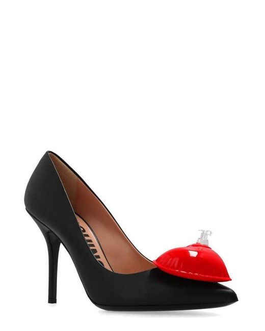 Moschino Black Heart-detailed Pointed-toe Pumps