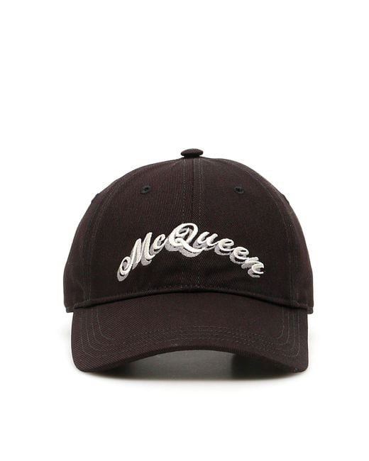 Alexander McQueen Black Logo Print Baseball Cap for men