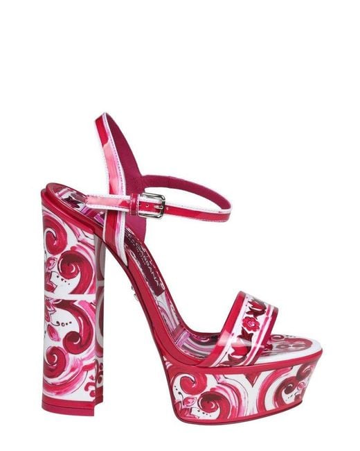 Dolce & Gabbana Pink Dolce & Gabbaba Multicolor Platform Sandal