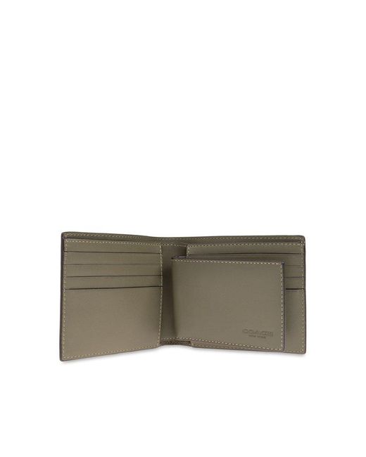 COACH Gray Leather Wallet With Logo, for men
