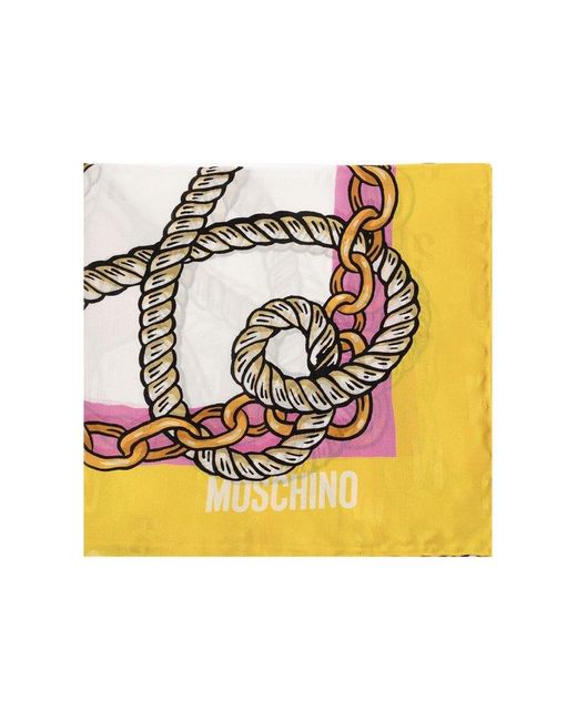 Moschino Multicolor Printed Silk Scarf,