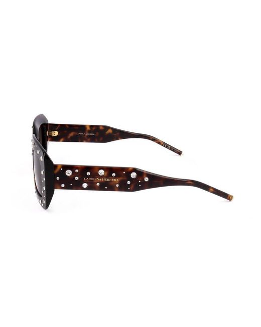 Carolina Herrera Black Rectangular Frame Sunglasses