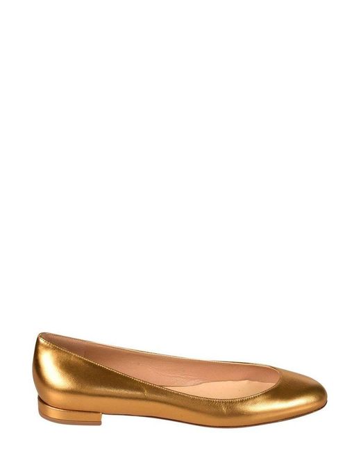 Francesco Russo Metallic Ballerina Shoes in Brown | Lyst