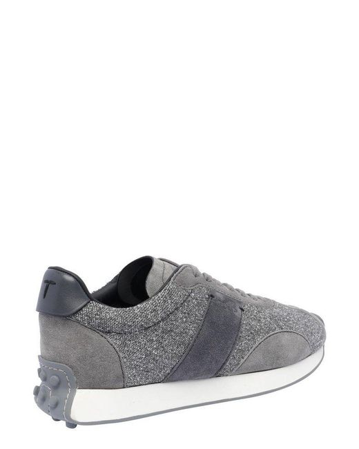 Tod's Gray Logo Embroidered Panelled Sneakers for men